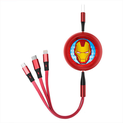 UKA Marvel Avengers Retractable 3-in-1 Lightning+Type-C+Micro USB Cable