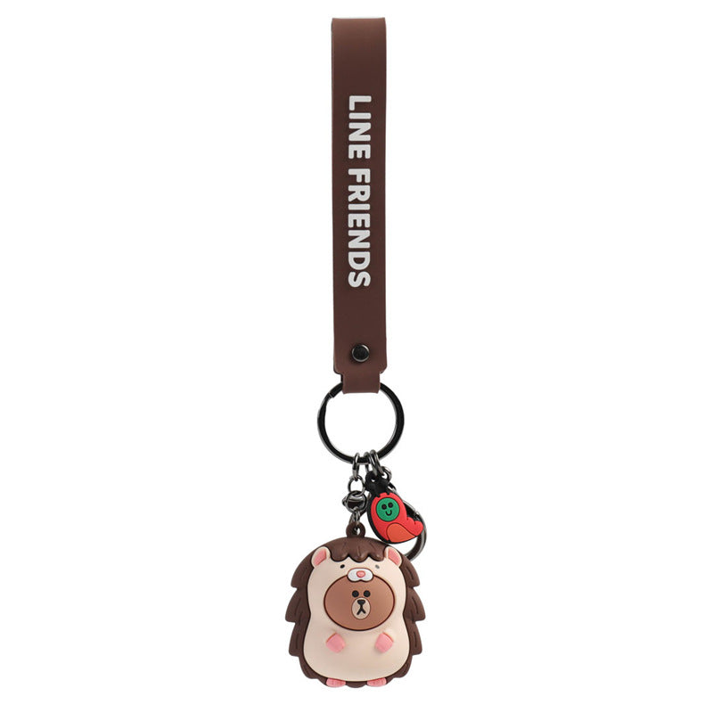 Line Friends Keychain Ring Cute Doll Pendant Anti-lost Strap Silicone Lanyard