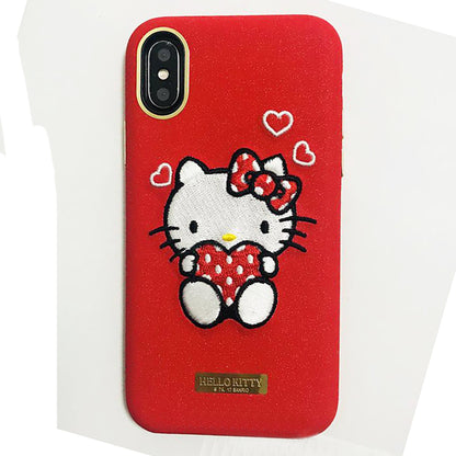 X-Doria Charm Hello Kitty 3D Embroidery Leather Case Cover for Apple iPhone XS/X/8 Plus/7 Plus/7