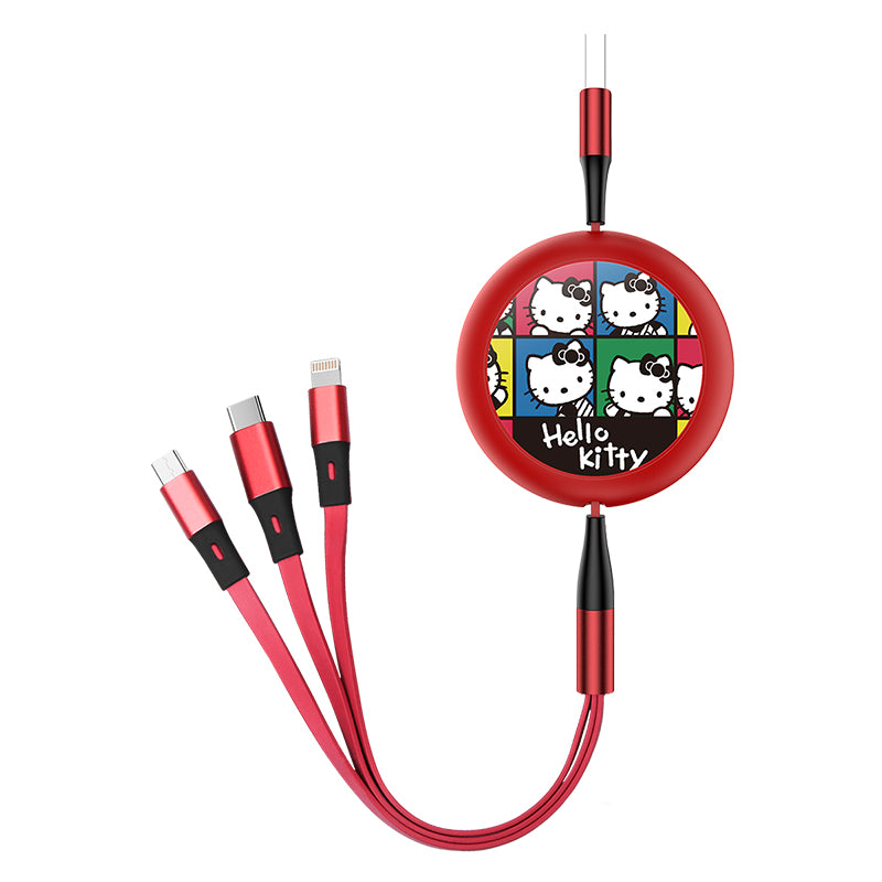 UKA Sanrio Characters Retractable 3-in-1 Lightning+Type-C+Micro USB Cable