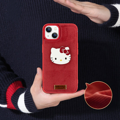 UKA Hello Kitty Retro Corduroy Premium Leather Back Case Cover