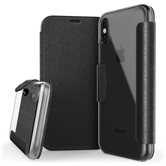 X-Doria Engage Folio Series Leather Cover Clear Back Wallet Case for iPhone 11 Pro Max