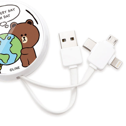 GARMMA Line Friends 3-in-1 Lightning+Type-C+Micro USB Extracted Extension Cable