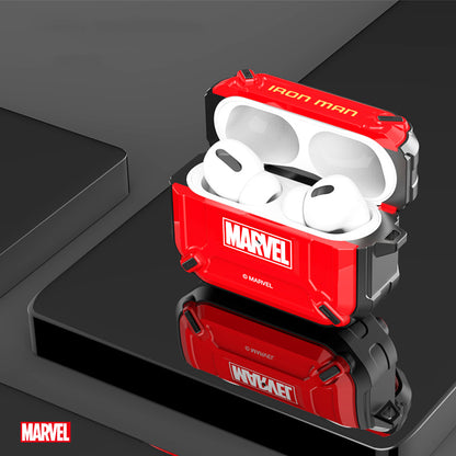 Marvel Avengers Mecha Shockproof Apple AirPods Pro/3/2/1 Charging Case Cover with Carabiner Clip