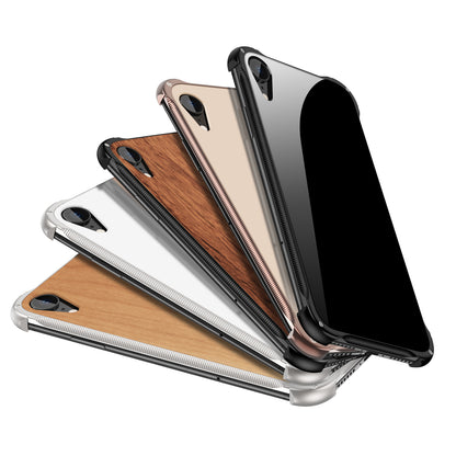 Kylin Armor Aluminum Metal Frame Natural Wood / Tempered Glass Back Case Cover