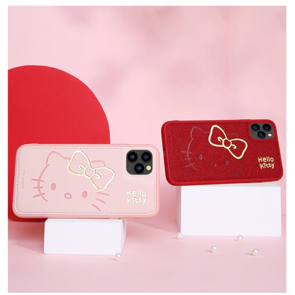 UKA Hello Kitty Gold Stamping PU Leather Back Cover Case