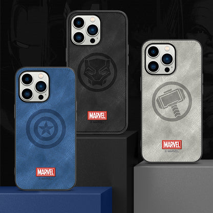 UKA Marvel Avengers TPU Frame Fabric Imprint Leather Back Case Cover