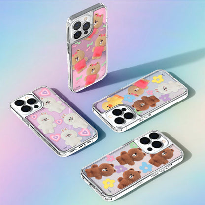 Line Friends Fluffy Pattern Hologram Mirror Case Cover