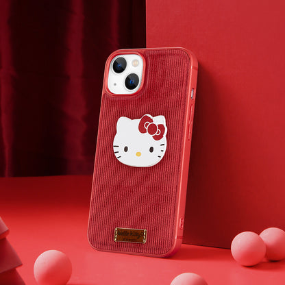 UKA Hello Kitty Retro Corduroy Premium Leather Back Case Cover