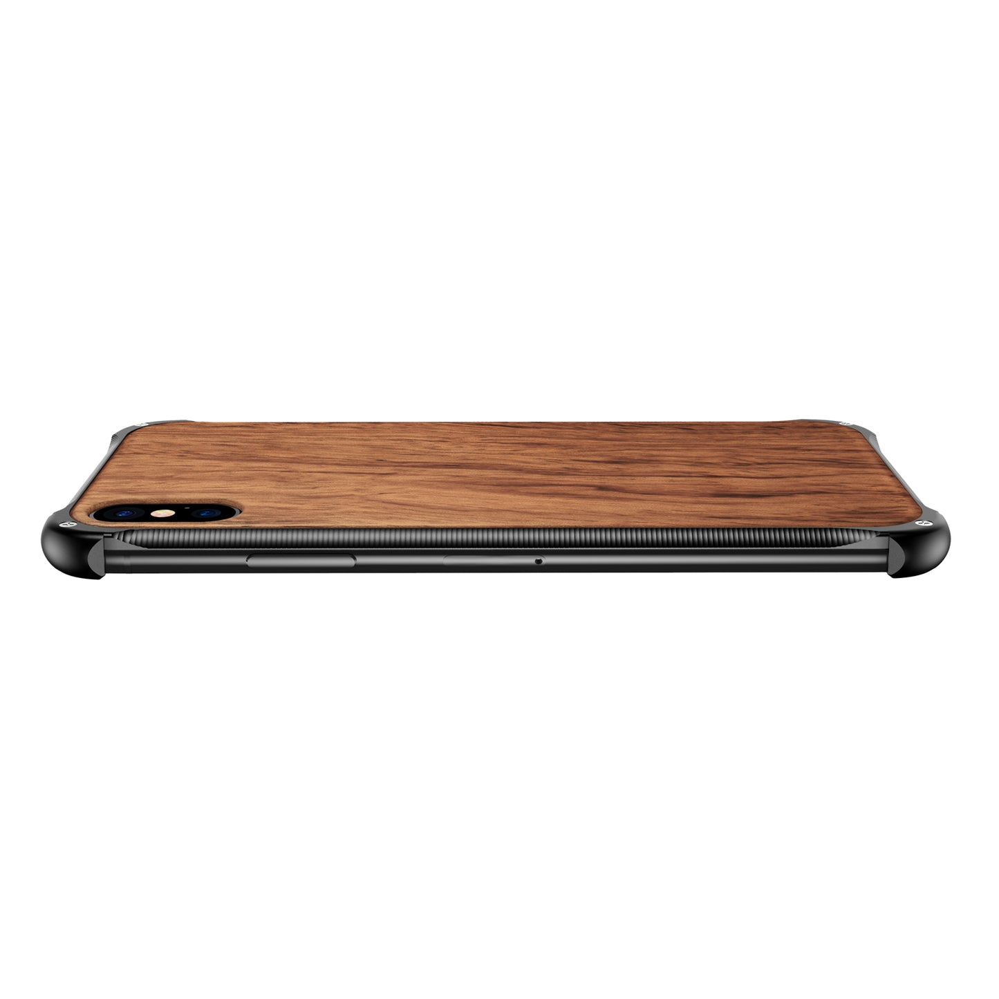 Kylin Armor Aluminum Metal Frame Natural Wood / Tempered Glass Back Case Cover