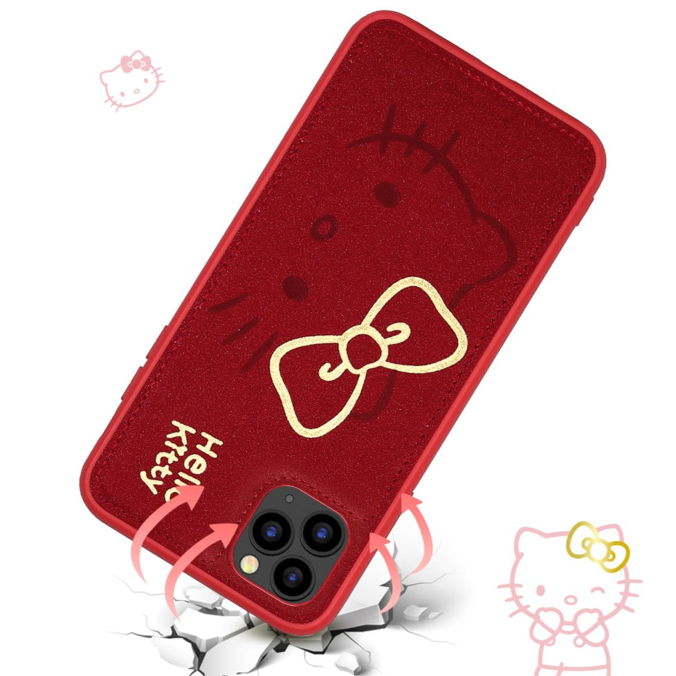 UKA Hello Kitty Gold Stamping PU Leather Back Cover Case