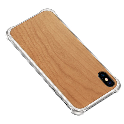 Kylin Armor Aluminum Metal Frame Natural Wood / Tempered Glass Back Case Cover