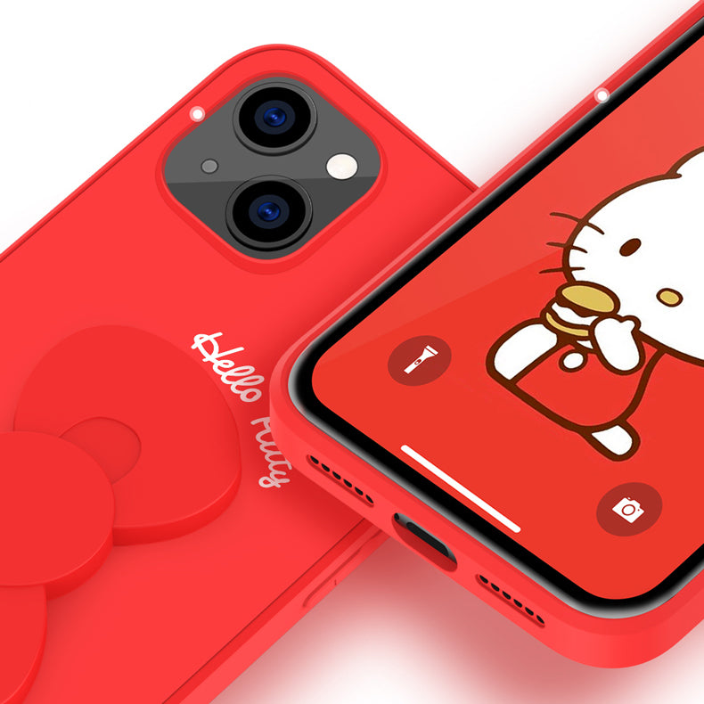 UKA Hello Kitty Liquid Silicone Case Cover with Bowknot Kickstand