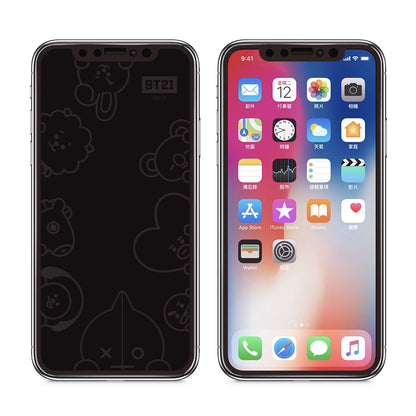 GARMMA BT21 Screen Off Print Tempered Glass Protector Film for Apple iPhone