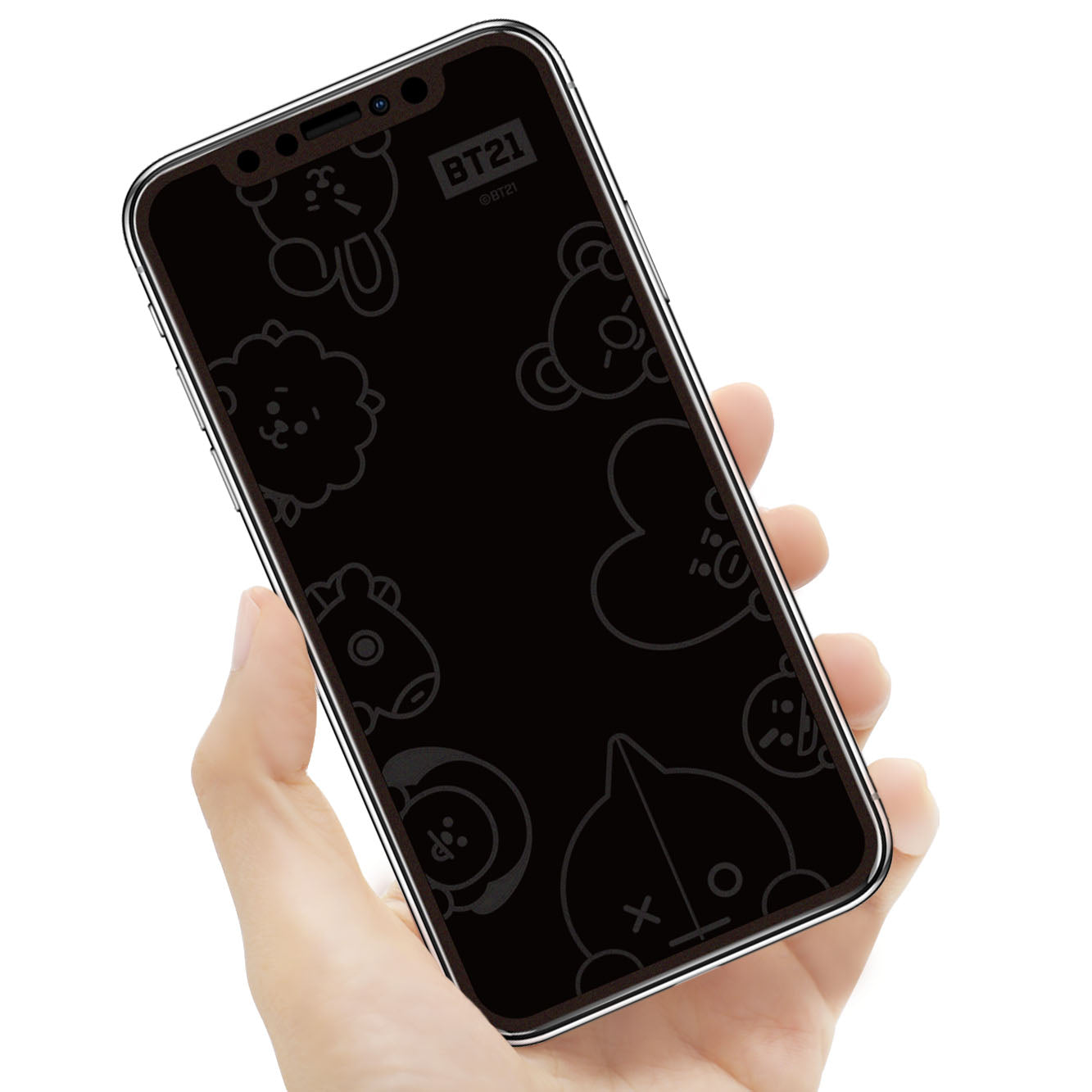 GARMMA BT21 Screen Off Print Tempered Glass Protector Film for Apple iPhone