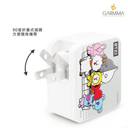 GARMMA BT21 UNIVERSTAR Type-C+USB 3.4A Quick Charge Foldable Travel Charger