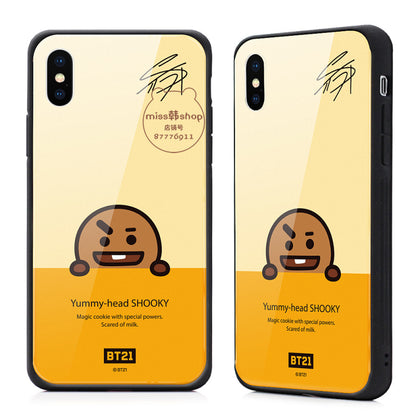 GARMMA BT21 Tempered Glass Back Case Cover