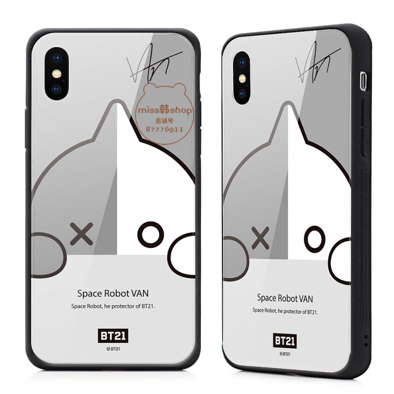 GARMMA BT21 Tempered Glass Back Case Cover