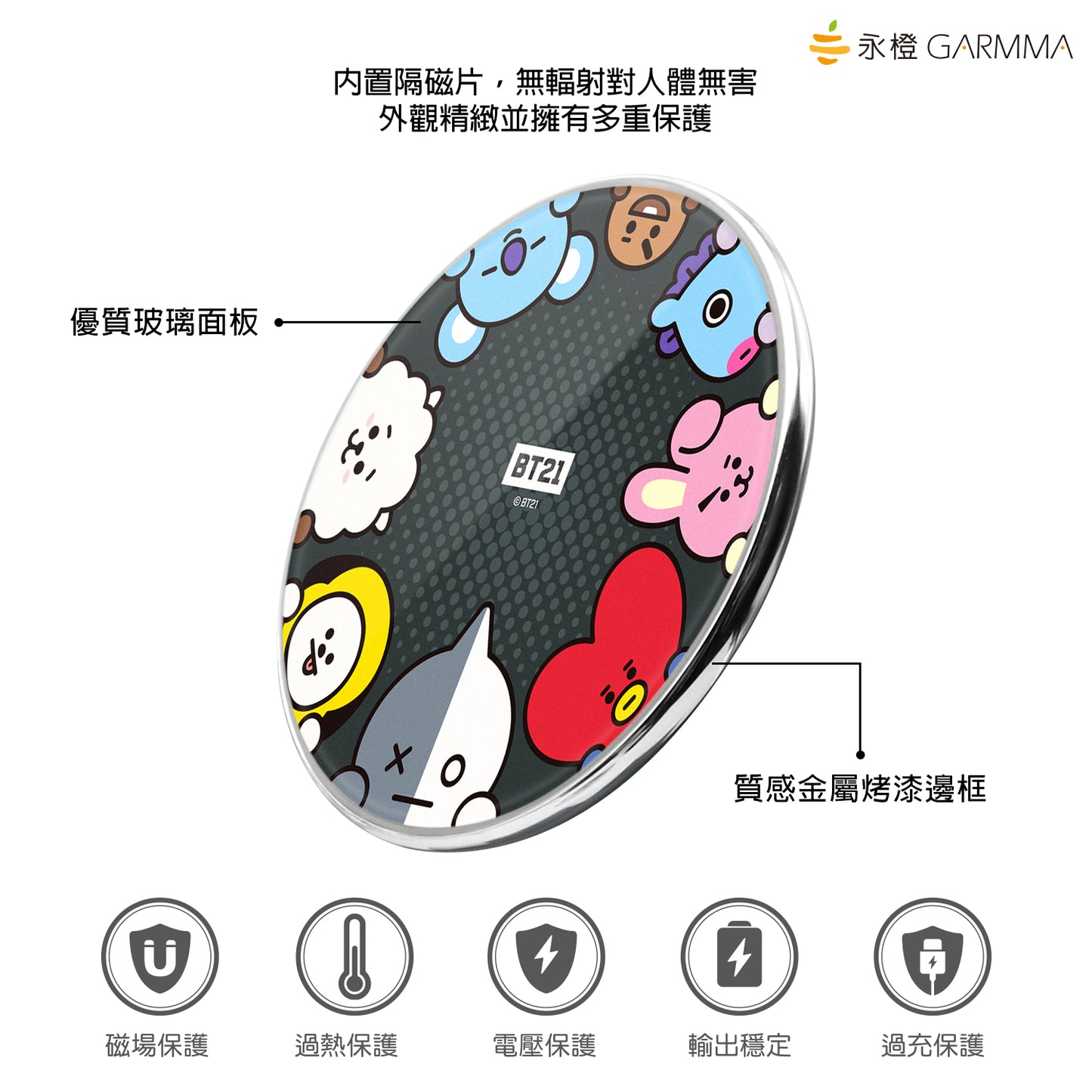 GARMMA BT21 15W Fast Charging Pad Wireless Charger