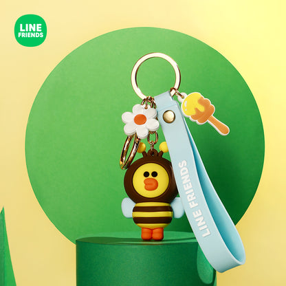 Line Friends Keychain Ring Cute Doll Pendant Anti-lost Strap Silicone Lanyard