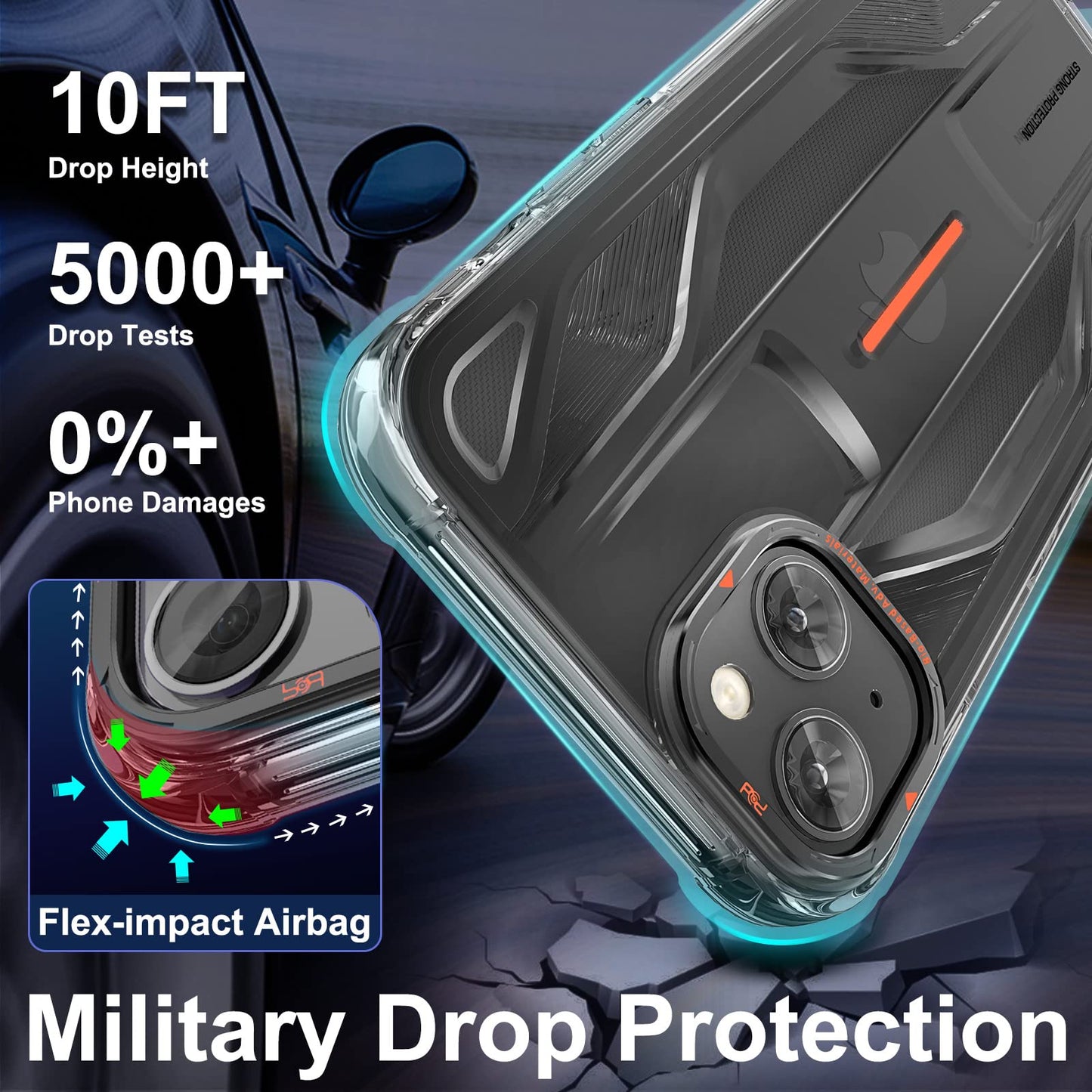 PQY Supercar Military Grade Shockproof Luminous Case Cover