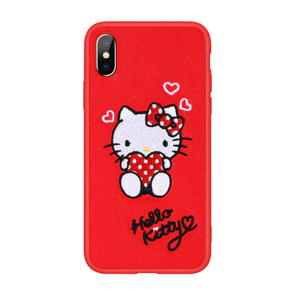 X-Doria Charm Hello Kitty 3D Embroidery Leather Case Cover for Apple iPhone XS/X/8 Plus/7 Plus/7