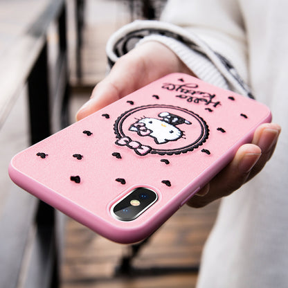 X-Doria Charm Hello Kitty 3D Embroidery Leather Case Cover for Apple iPhone XS/X/8 Plus/7 Plus/7
