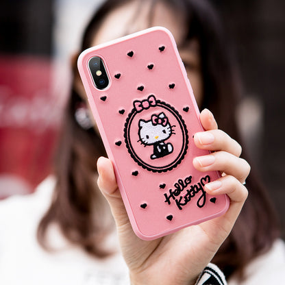 X-Doria Charm Hello Kitty 3D Embroidery Leather Case Cover for Apple iPhone XS/X/8 Plus/7 Plus/7