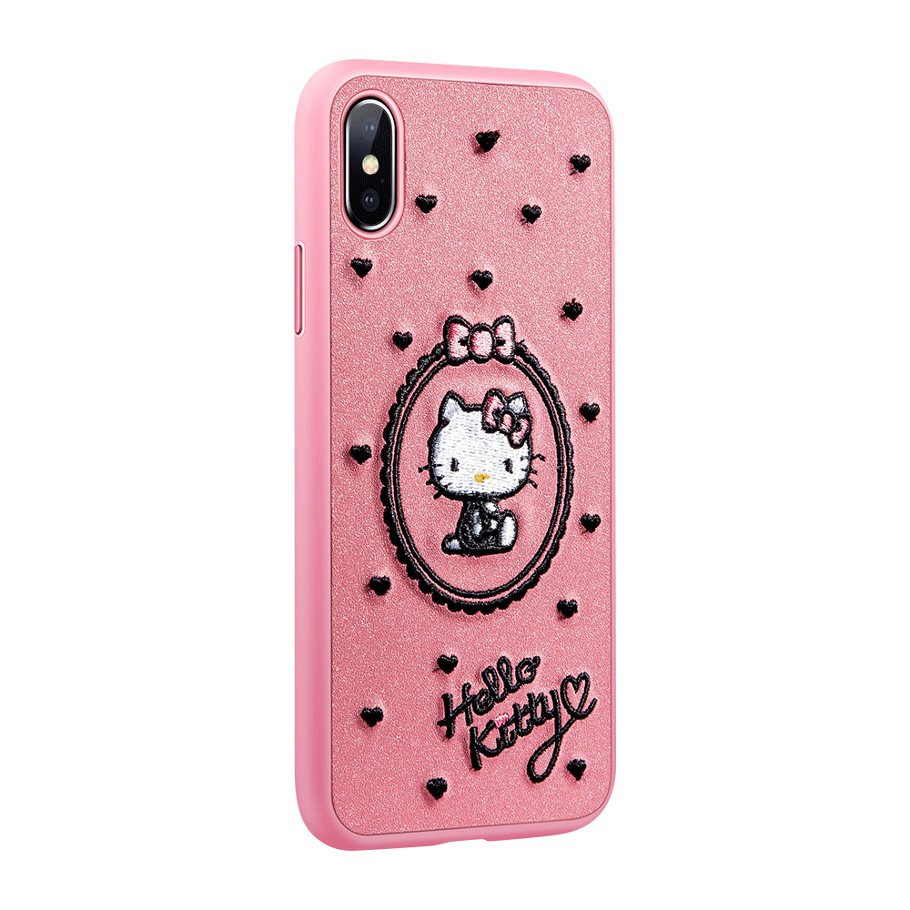 X-Doria Charm Hello Kitty 3D Embroidery Leather Case Cover for Apple iPhone XS/X/8 Plus/7 Plus/7