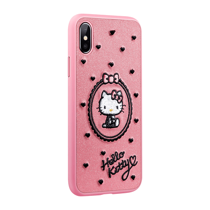 X-Doria Charm Hello Kitty 3D Embroidery Leather Case Cover for Apple iPhone XS/X/8 Plus/7 Plus/7
