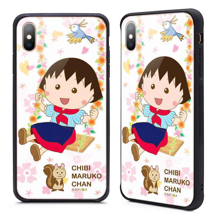 GARMMA Chibi Maruko-chan Air Cushion Shockproof Tempered Glass Back Case Cover