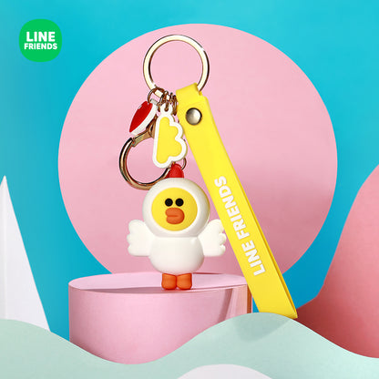 Line Friends Keychain Ring Cute Doll Pendant Anti-lost Strap Silicone Lanyard