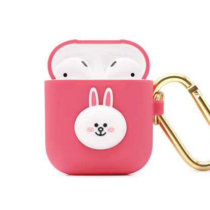 GARMMA Line Friends Shockproof Apple AirPods 2&1 Charging Case Cover with Carabiner Clip