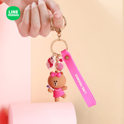 Line Friends Keychain Ring Cute Doll Pendant Anti-lost Strap Silicone Lanyard