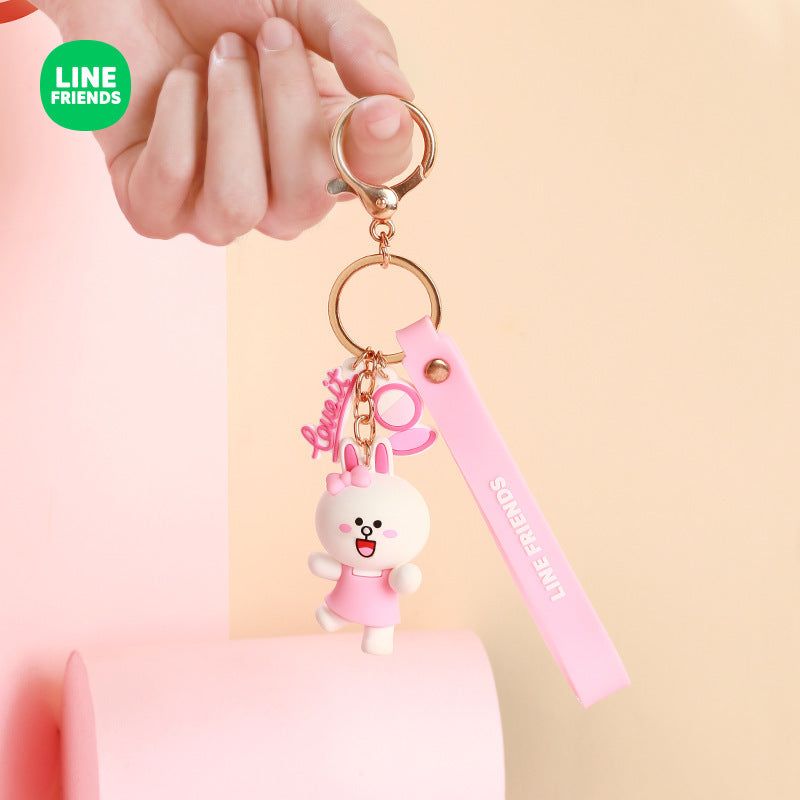 Line Friends Keychain Ring Cute Doll Pendant Anti-lost Strap Silicone Lanyard