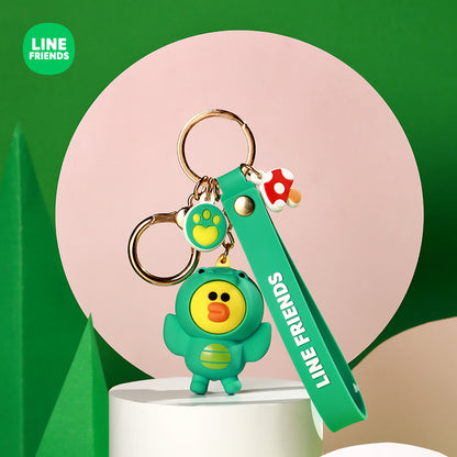 Line Friends Keychain Ring Cute Doll Pendant Anti-lost Strap Silicone Lanyard