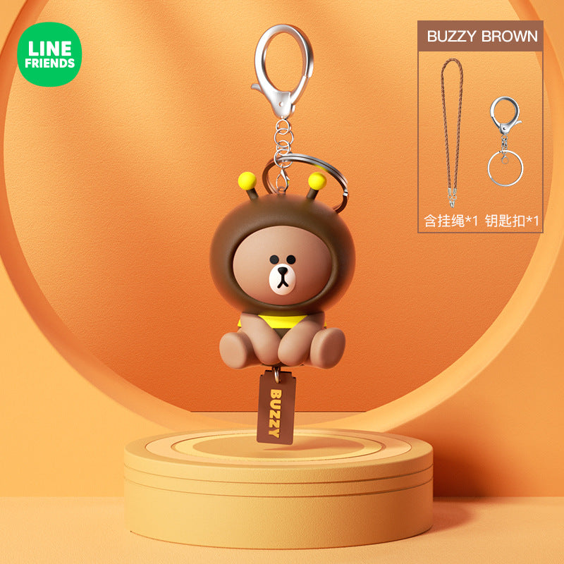 Line Friends Keychain Ring Cute Doll Pendant Anti-lost Strap Silicone Lanyard