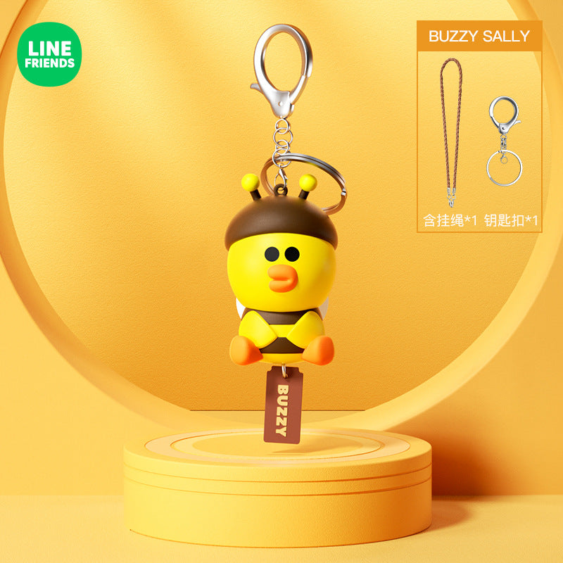 Line Friends Keychain Ring Cute Doll Pendant Anti-lost Strap Silicone Lanyard