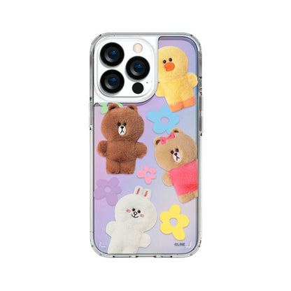 Line Friends Fluffy Pattern Hologram Mirror Case Cover