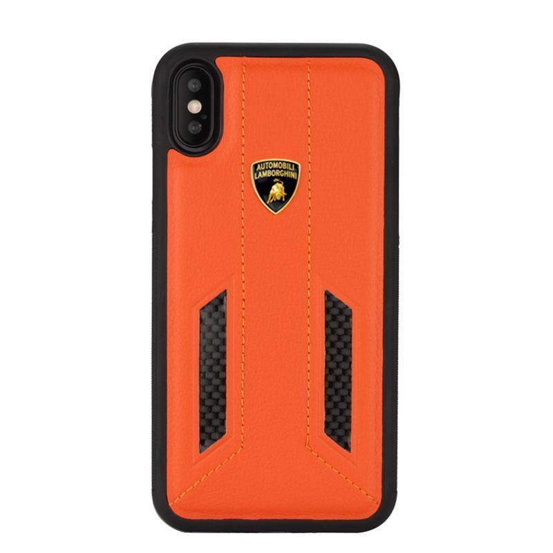 Automobili Lamborghini Huracan D6 Carbon Fiber Genuine Leather Back Case for Apple iPhone XS/X - Armor King Case