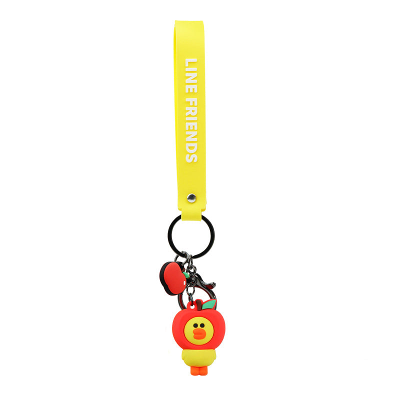 Line Friends Keychain Ring Cute Doll Pendant Anti-lost Strap Silicone Lanyard