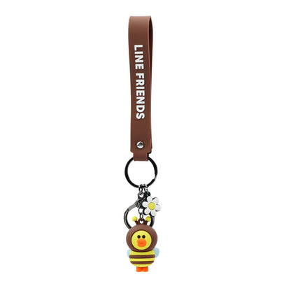 Line Friends Keychain Ring Cute Doll Pendant Anti-lost Strap Silicone Lanyard