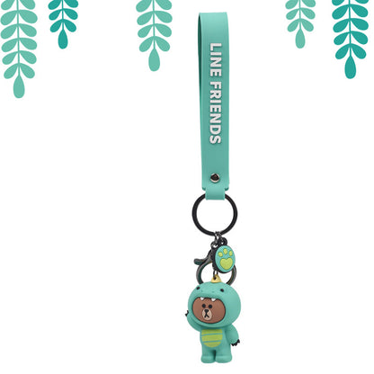 Line Friends Keychain Ring Cute Doll Pendant Anti-lost Strap Silicone Lanyard