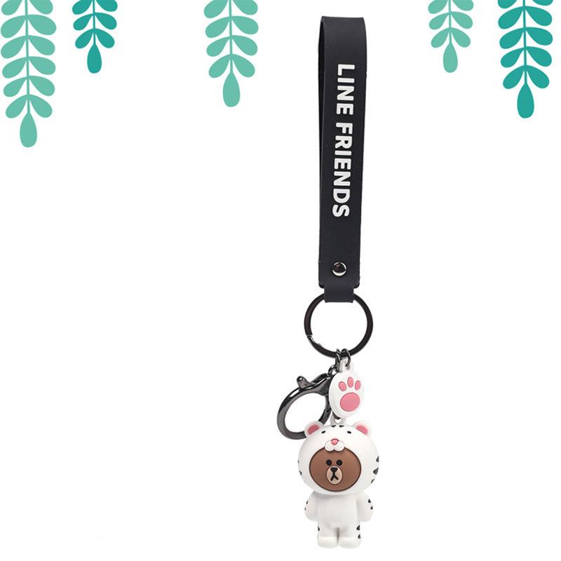 Line Friends Keychain Ring Cute Doll Pendant Anti-lost Strap Silicone Lanyard