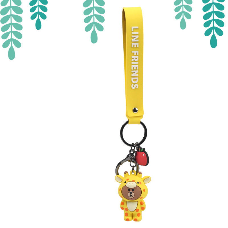 Line Friends Keychain Ring Cute Doll Pendant Anti-lost Strap Silicone Lanyard