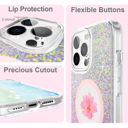 Kingxbar Real Dried Flower Shockproof Glitter Magnetic MagSafe Case Cover