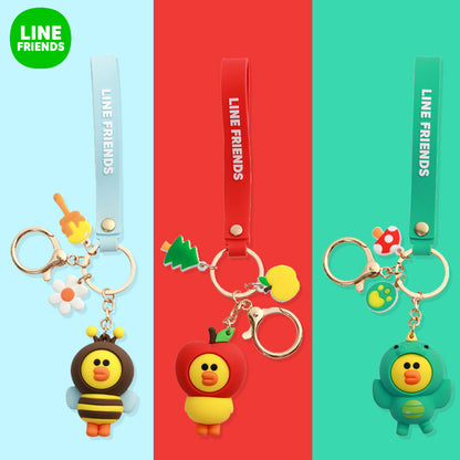 Line Friends Keychain Ring Cute Doll Pendant Anti-lost Strap Silicone Lanyard