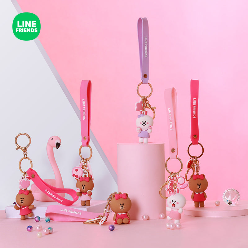 Line Friends Keychain Ring Cute Doll Pendant Anti-lost Strap Silicone Lanyard