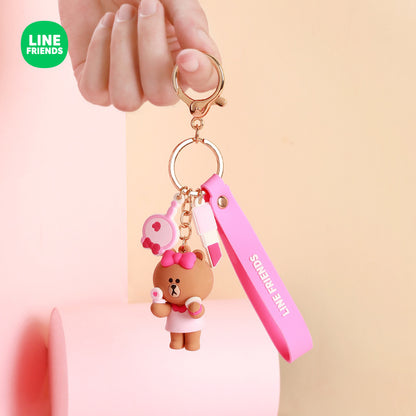 Line Friends Keychain Ring Cute Doll Pendant Anti-lost Strap Silicone Lanyard