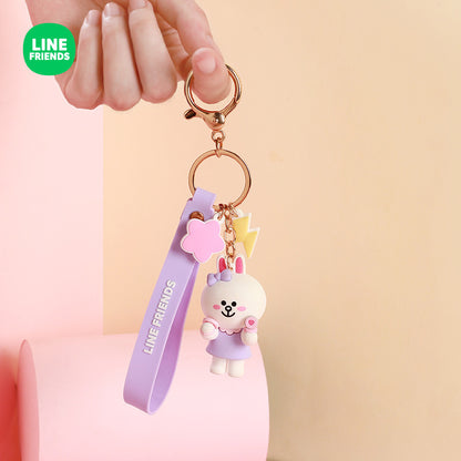 Line Friends Keychain Ring Cute Doll Pendant Anti-lost Strap Silicone Lanyard